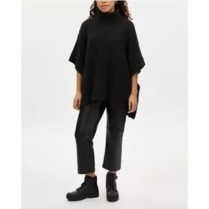 COACH Poncho Womens Size XS/S Black Signature Knit Wool Poncho Sweater NWT $498‎